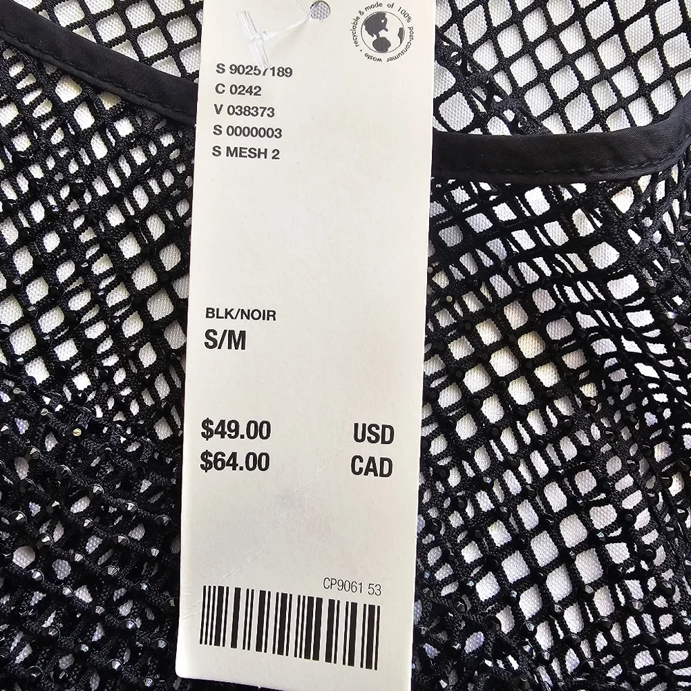 Urban Outfitters NWT Black Mesh Crop Tank Top Red Stripe Y2K Festival Unisex S/M - Picture 12 of 12